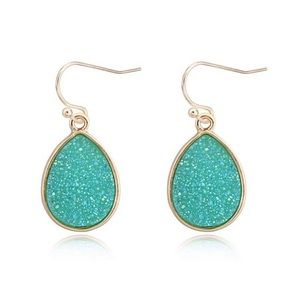 Druzzy Teardrop Drop Dangle green-blue Earrings